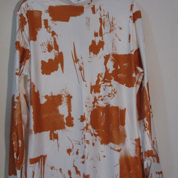 * Unbranded Dress w/ Rouching 3XL Plus NWOT Runs Small Orange White Silky - Picture 7 of 7
